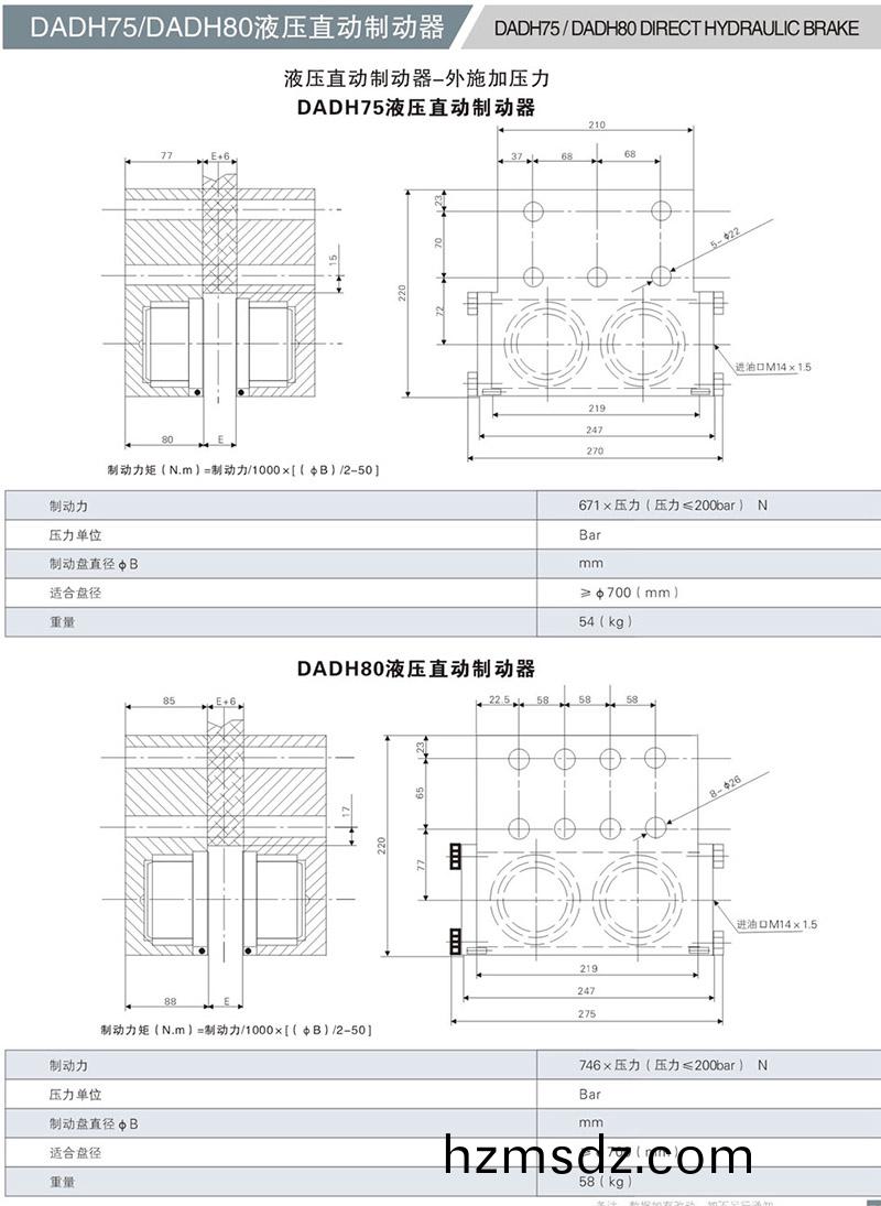 DADH75液(ye)壓直動製動器